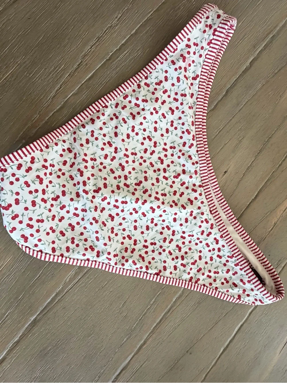 Frankie's Bikinis White & Red Cherry Print Bikini Bottom